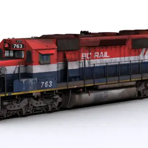 red white blue engine side view