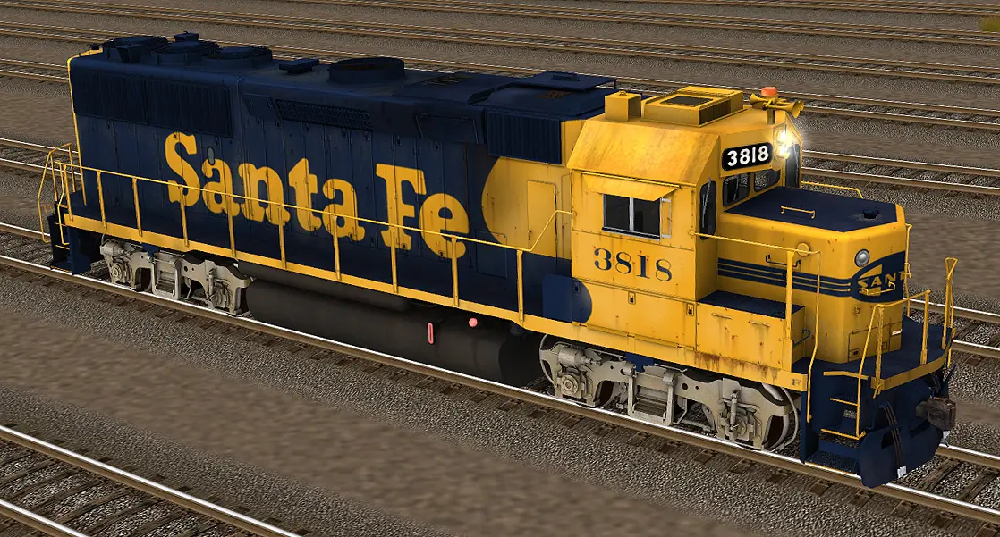 Santa fe a rail engine, digital model, side view