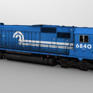 blue engine with white stripes