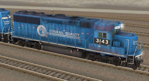 The side view, conrail quality a digital scale rail engine