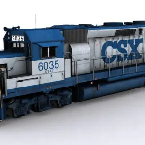 Blue colour rail engine, is csx