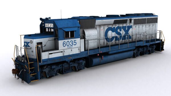 Blue colour rail engine, is csx