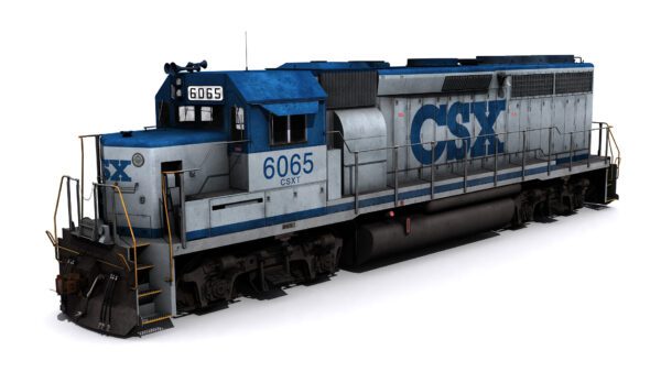 Side view Blue colour rail engine, is csx