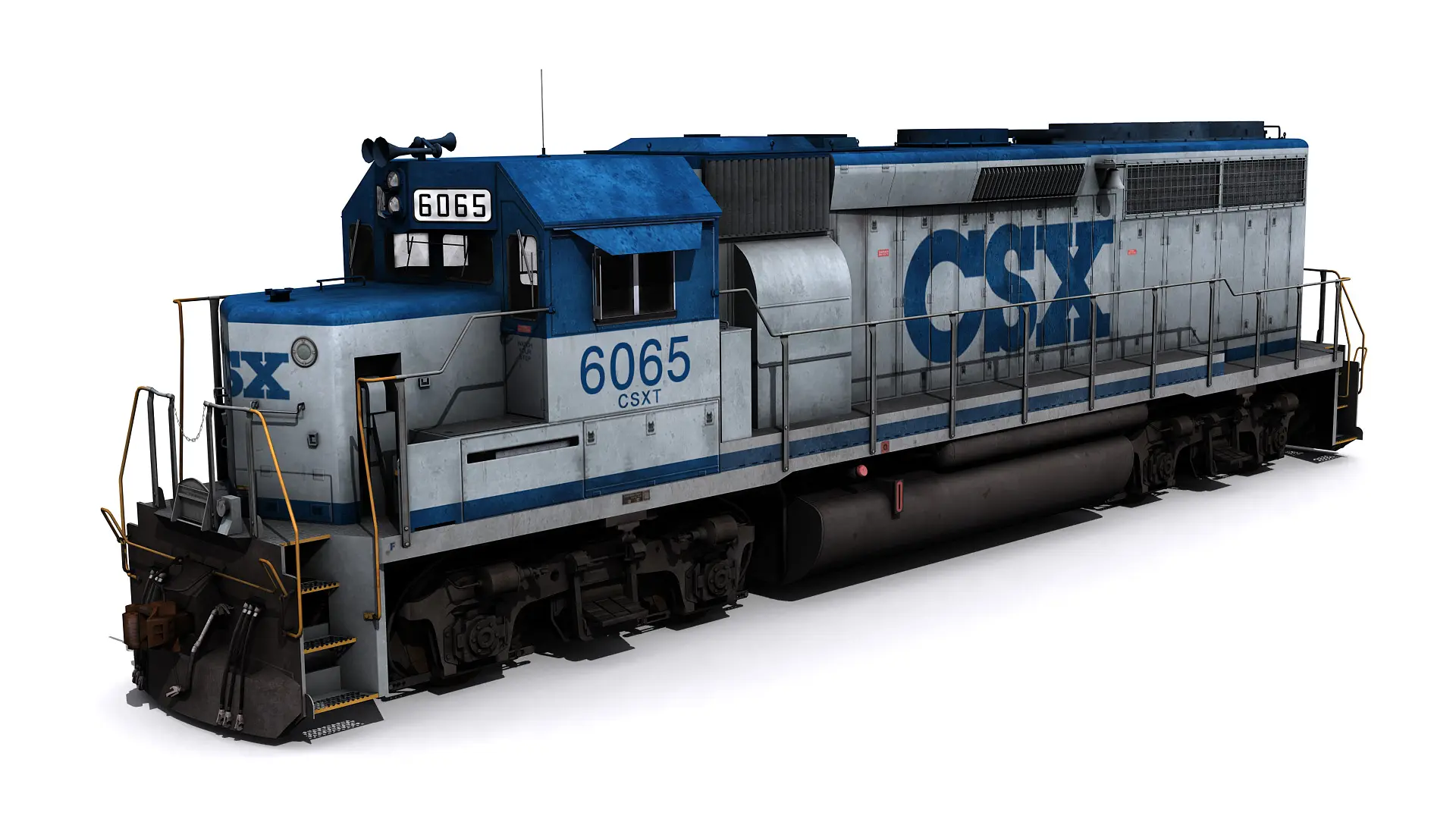 Side view Blue colour rail engine, is csx