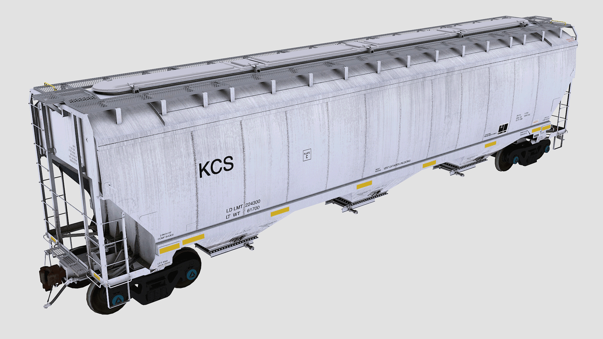 The kcs Greenbrier three bay covered hopper