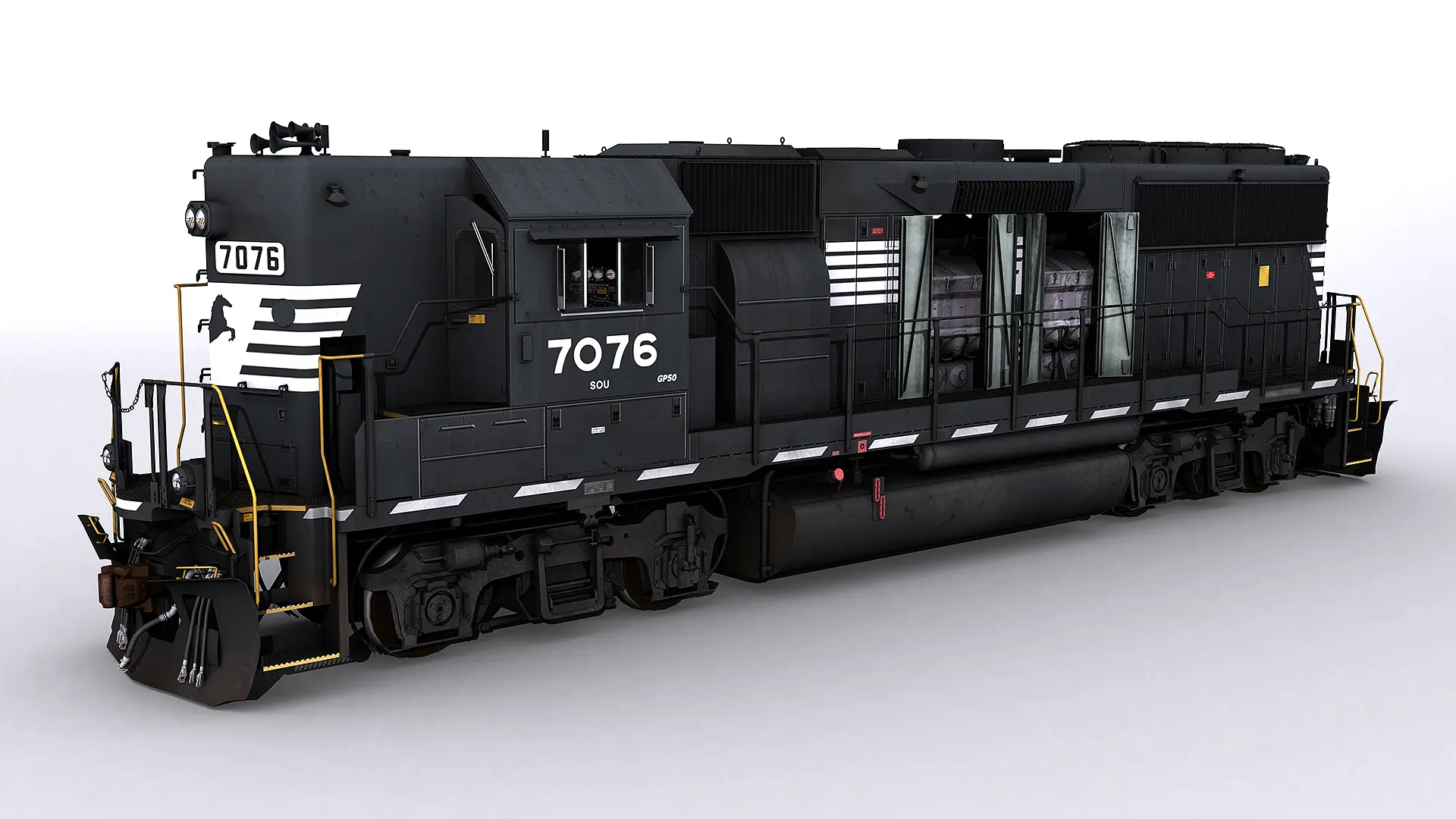 The RRMODS product, a black powerful rail engine