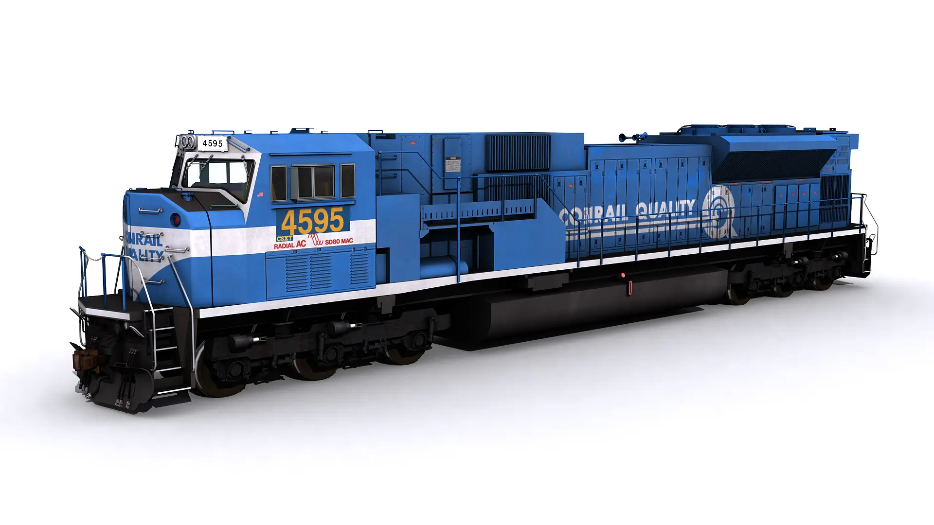 blue engine with white stripes